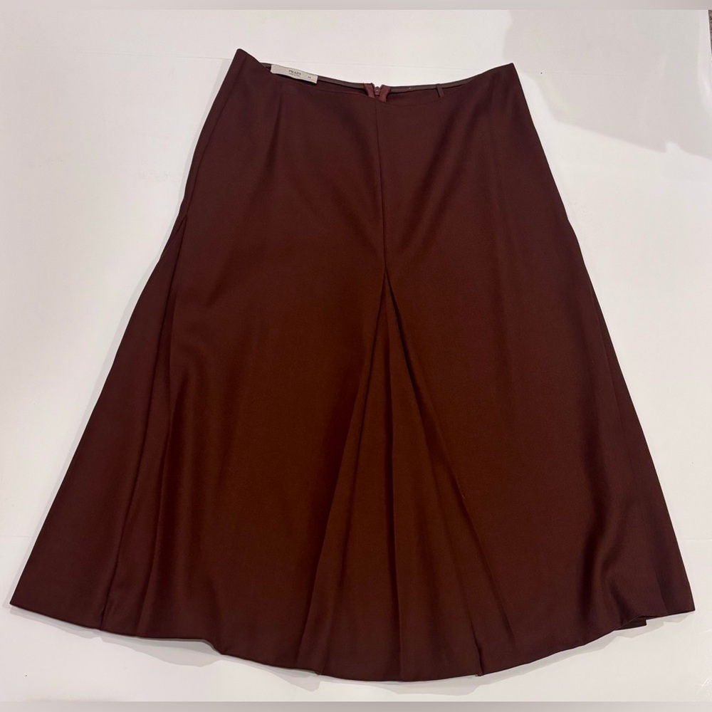 Prada Bordeaux Wool Skirt— Size 44